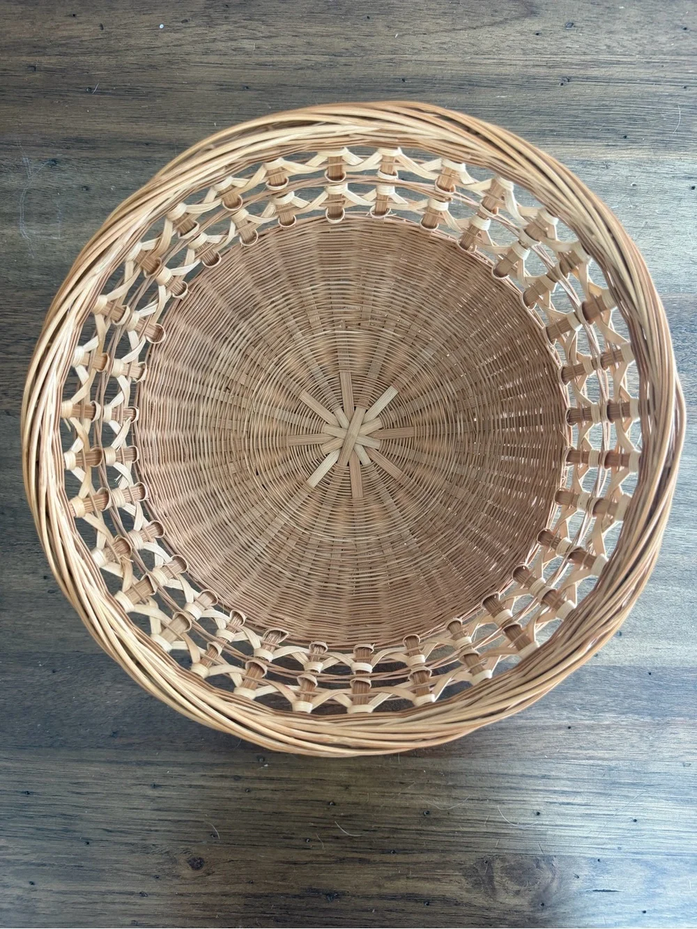 Vintage Handwoven Tan Wicker Storage Basket - Home Accents